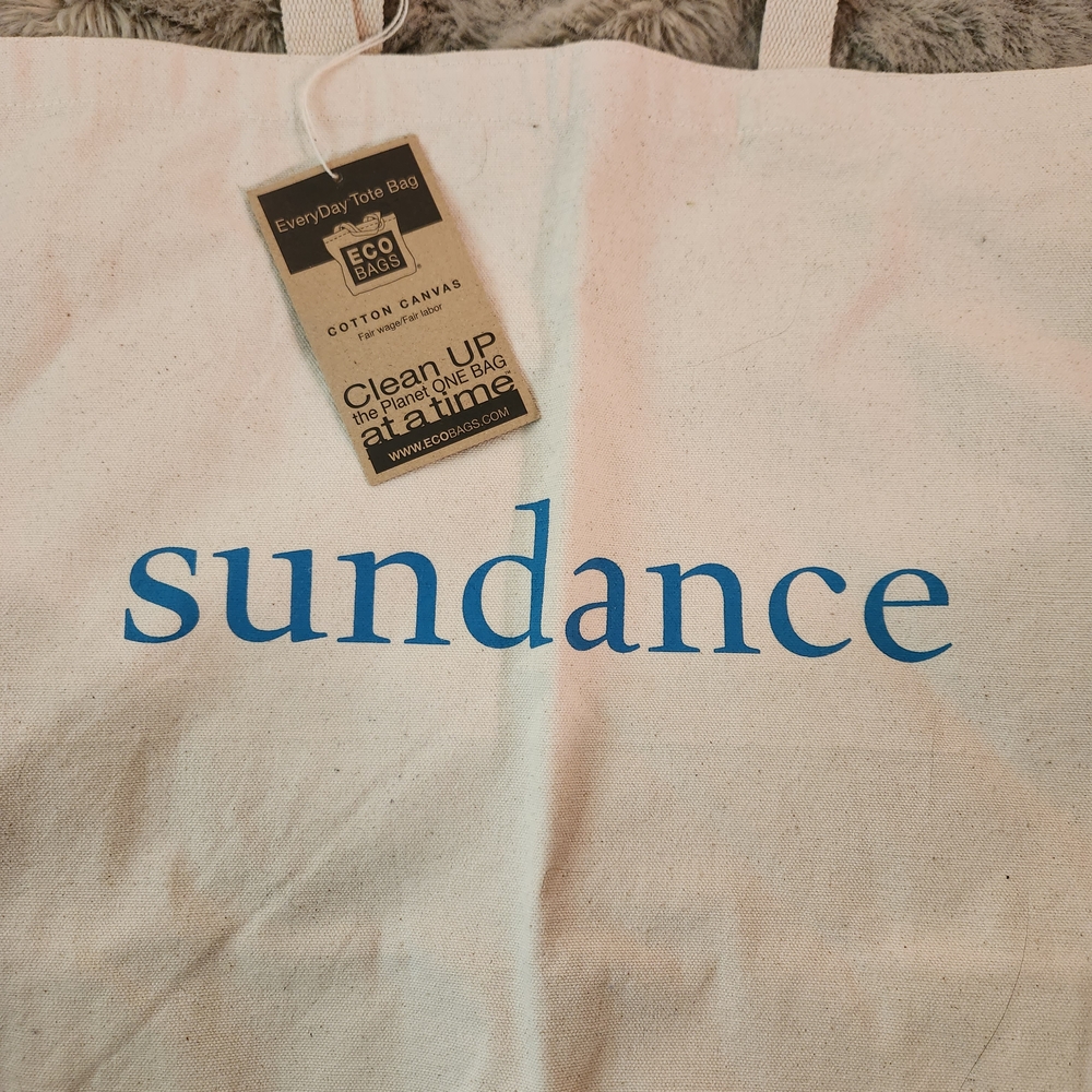 Sundance Cream and Blue Canvas Tote